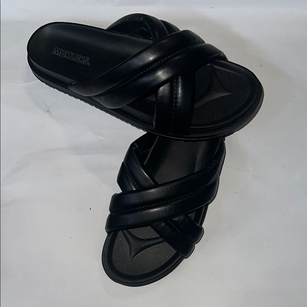 Muk Luks Black Slide Sandals